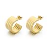 Brincos de Aço Inoxidável em Formato de C de Moda Transfronteiriça de Luxo Acessível Elegantes para Mulheres Banhados a Ouro 18K Brincos de Combinação de Cores Dourado e Prateado para Mulheres