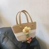 Bolsa de Flor de Paja Bolso de Mujer Estilo Nacional Verano Nuevo Estilo Étnico Fresco Bolso de Hombro Bolso de Mano Estilo Occidental Bolso Tote