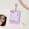 Portatarjetas colgante de 3 pulgadas con diseño de chica de estilo coreano de lunares y estrellas, portatarjetas duro transparente acrílico, soporte para exhibición de tarjetas tipo abanico