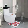Set de inodoro navideño más vendido transfronterizo: Set de 3 piezas para decoración de baño: funda para asiento de inodoro de muñeco de nieve navideño, tapete de piso, funda para pañuelos, en stock