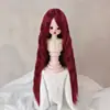 Peluca para Muñeca Seda Suave Figura BJD SD Vestir Estilismo Flequillo Largo de Colores Rizos de Lana Peluca Cubrecabezas