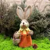 Enfeites de Coelho Tecidos em Palha Decoração de Casamento Jardim Pátio Peça de Arte Pendurar na Parede Exterior Conjunto de Coelho Grande Realista 35cm