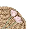 Flor Rosa Tulipa Estilo Europeu Artificial Xiao Jiao Flor Enrolada DIY Flor de Seda Flor Artificial Acessórios de Casamento Tecido Floral