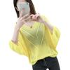 Top Corto 2025 Verano Delgado Cuello en V Manga de Murciélago Camiseta Blusa para Mujer Suelta Talla Grande Calado Tejido Ropa para Mujer