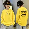 Camiseta de manga comprida para meninos, nova coleção infantil primavera 2026, camiseta básica 100% algodão, top estiloso de gola redonda para meninos, primavera e outono