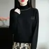 Novo suéter de malha com gola alta meia, pulôver outono e inverno, camisa base de manga longa, blusa feminina