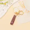 Nuevo Estilo Llavero Anillo de Cordón de Cuero Incrustado con Diamantes, Colgante Metálico con Pedrería para Bolso, Brillante Diamante Regalo Creativo de Navidad