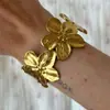 Pulsera Floral Ancha Personalizada de Nuevo Estilo Transfronteriza Europea y Americana, Joyería Geométrica Ajustable Minimalista de Gama Alta al por Mayor