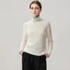 Novedades Otoño/Invierno 2026 Suéter de Cachemir de Punto de Manga Larga para Mujer, Bloque de Color, Cuello Superpuesto, Falso Dos Piezas, Prenda Base
