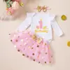 Conjunto de vestido de primer cumpleaños para niña transfronterizo, mameluco de manga larga para bebé, falda tutú, diadema conjunto de tres piezas, directo del fabricante