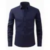 Camisa de vestir de manga larga para hombre, no necesita planchado, corte slim, estilo coreano, ropa de trabajo profesional, camisa casual para traje