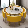 Conjunto de Mesa e Cadeiras de Negócios de Luxo Leve, Mesa Redonda Pequena Moderna para Recepção de Escritório de Vendas, Lazer em Apartamento e Uso Doméstico, com Capacidade de Armazenamento