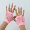 Guantes Cortos de Fiesta con Pedrería Cruzados Europeos y Americanos de Red con Agujeros para Verano Guantes de Malla Sexy para Mujer