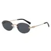 Gafas de Sol Retro Ovaladas Sin Marco Europeas y Americanas para Mujer Mostrando el Rostro, Chicas Retro Calientes de Tamaño Pequeño y Mediano, Gafas de Sol Marrones Personalizadas con Protección UV