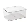 Caixa de armazenamento portátil para mesa para organizar itens diversos transparentes, adequada para escritório, quarto, dormitório, com tampa, à prova de poeira, design simples