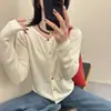 Cárdigan de Punto con Botones de Colores para Mujer, Estilo Delgado, Chaqueta Suéter Nueva de Otoño 2025 Talla Pequeña, Top Corto de Color Sólido