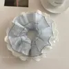 Goma para el pelo de niña estilo coreano, a cuadros azules y blancos con encaje, estilo delicado, accesorio para el cabello versátil y exquisito para uso diario