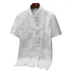 Camisa de Manga Corta de Seda Helada Estilo Tang para Hombre, Estilo Chino Tradicional, Nuevo Estilo Chino Hanfu para Personas de Mediana Edad y Mayores, Ropa para Ejercicio Matutino y Tai Chi para Papá y Abuelo, Verano
