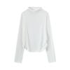 Camiseta Básica de Color Albaricoque, Microtransparente, Cuello Semi-alto, para Mujer, Primavera, Otoño e Invierno, Ajustada, Top Corto, Cintura Fruncida, Adelgazante, Manga Larga