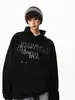 Sudadera con Capucha Estilo Americano Estampado de Letras Moteado Degradado para Hombres y Mujeres, Otoño, Atractivo Travieso, Casual, Chaqueta de Pareja, Holgada, Versátil, Sudadera con Capucha