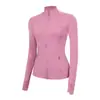Jaqueta LU com gola alta e zíper dourado, casaco esportivo de manga longa, top de alta elasticidade slim-fit para corrida, fitness e yoga para mulheres