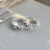 Aretes de Aro de Piedra Ópalo para Mujer, Pendientes de Diseño de Nicho, Nuevo Estilo Popular, Clavos de Oreja con Aguja de Plata, Clips para Orejas