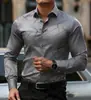 Camisa masculina de manga comprida para comércio exterior da Amazon com estampa listrada, camisa casual popular, envio direto da fábrica de origem