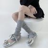 Cubrepiernas con bonito lazo apilado de cuerno para niña, de otoño e invierno, estilo ballet de punto Lolita dulce, cubre calcetines JK