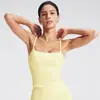 Colete Esportivo de Yoga para Verão Sutiã para Corrida e Fitness Toque Nude Decote em U Costas Bonitas Regata com Bojos Roupas Fitness Roupas de Yoga Feminino