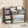 Estante de Almacenamiento para Escritorio Portalápices de Estudiante Estantería Organizadora de Escritorio de Gran Capacidad Estante de Almacenamiento de Archivos para Oficina
