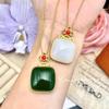 Colgante de jaspe hetiano de imitación de oro Luang de legado antiguo, conjunto de cadena de clavícula para mujer de temperamento retro de alta gama.