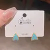 Pendientes de botón de circón azul con borde de encaje de aguja de plata estilo vintage, pendientes geométricos coreanos estilo ins, elegantes pendientes franceses para mujer