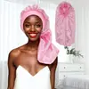 Gorro de Dormir de Seda Sintética de Ala Ancha para Mujer, Gorro Elástico de Tamaño Grande para Cuidado del Cabello con Lazo de Cinta, Pañuelo de Belleza para la Cabeza, Venta Caliente Transfronteriza
