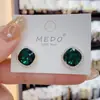 Pendientes cuadrados de cristal azul con aguja de plata S925 para mujer, de alta gama, con temperamento versátil, de moda nicho versátil.