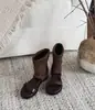 Botines de Cuero con Hebilla de Plataforma Retro 2026 Sandalias Francesas de Correa Única para Mujer Moda Primavera Botas Casuales de Gamuza y Mezclilla
