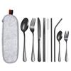 Conjunto de talheres portátil transfronteiriço faca e garfo de aço inoxidável colher canudo hashi colher de café garfo de sobremesa conjunto de dez peças