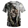 2026 Transfronterizo AliExpress Amazon Nuevo Calavera Impresión Digital 3D Camiseta de Cuello Redondo para Hombre Directo del Fabricante