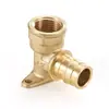 Codo de latón de doble oreja para montaje en pared con rosca interna y conector de púas para manguera, conector de rosca interna para conexión rápida de tuberías