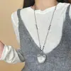 Colar Pingente Coração Cruzado Estilo Coreano e Japonês, Moda Vintage Versátil Personalidade Doce Cool Leve Luxo Acessório de Corrente Longa para Suéter