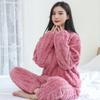 Conjunto de Calças Quentes de Flanela para Mulheres Roupas de Casa Engrossadas Pijama de Veludo Coral para Mulheres Quente Solto Casual Tamanho Grande Inverno