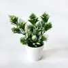 Planta Artificial de Hierba de Pino de 3 Ramas en Maceta Flor de Interior Planta Artificial Decoración en Maceta Planta Verde Bonsái Artículo de Decoración para el Hogar