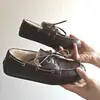Mocassins Retro Maillard Color Block Desgastados com Forro de Lã para Mulheres, Novo Estilo de Inverno, Sapatos Peludos Quentes Slip-On