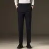 Ropa para Hombre Fengshe / Pantalones Casuales Gruesos Forrados de Polar para Hombre Pantalones de Traje Rectos Ajustados para Hombre