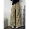 Talla grande Americano Retro caqui Costuras Laterales Pierna Ancha Pantalones Machete Estilo Vibe Pantalones Casuales de Barrido Pantalones de Multitud