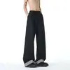 Pantalones de Lana de Pierna Ancha con Raya Gris Oscuro y Dobladillo para Mujer Otoño Invierno 2026 Nuevos de Cintura Alta Sueltos Adelgazantes Casuales de Pierna Recta