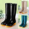 Botas de lluvia de caña alta, zapatos impermeables, zapatos de goma, cubrebotas, zapatos de algodón cálido de moda de caña media para mujer, adultos, antideslizantes, zapatos de cocina para verano