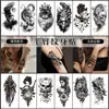 Adesivos de Tatuagem Temporária Europeus e Americanos de Flores e Animais para Braço para Homens e Mulheres Tatuagens Preto e Branco Flores Animais Borboleta Adesivos de Tatuagem Temporária para Braço