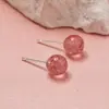 Aretes de Cristal de Fresa con Aguja de Plata S925 de Alta Calidad para Mujer, Simples, Dulces, de Lujo Ligero, Frescos, Nicho, Joker, Venta al por Mayor