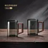 Taza de té exquisita de alta gama para oficina, de vidrio resistente al calor, taza de hospitalidad estilo chino para beber té negro y té verde, taza con forma de media luna para uso personal
