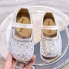 Sapatos de Princesa para Meninas 2026 Outono Novo Sapatos de Cristal Infantis para Meninas, Sapatos Casuais Versáteis de Couro com Solado Macio